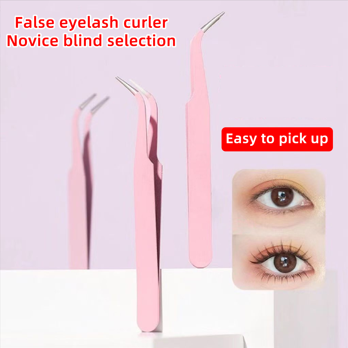 1/2 Stuks Roze Wimperkruller Schoonheidsspecialiste Wimper Extension Tool Craft Specifieke Precisie Wimpers Sticker Pincet Gift