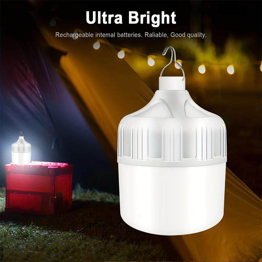 หลอดไฟ LED ไฟฉายเดินป่าพกพาชาร์จไฟได้แบบ USB ไฟแฟลช LED ไฟฉุกเฉินสำหรับปิกนิกกลางแจ้งไฟแขวนเต็นท์