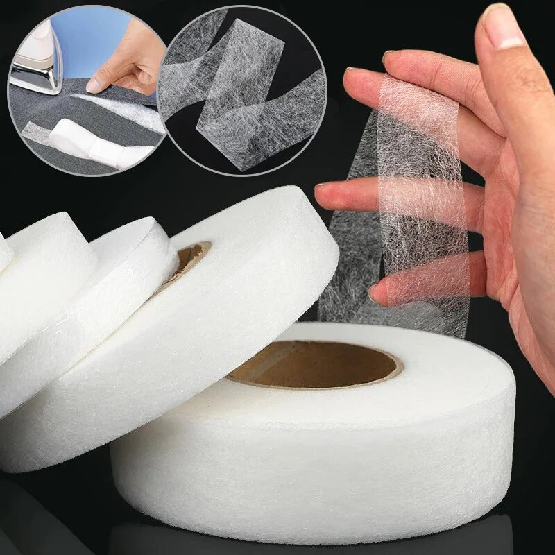 Cinta de doble cara termofusible para pegar revestimiento de tela no tejida de doble cara y forro Fusible en suministros de costura de ropa, 1 ud.