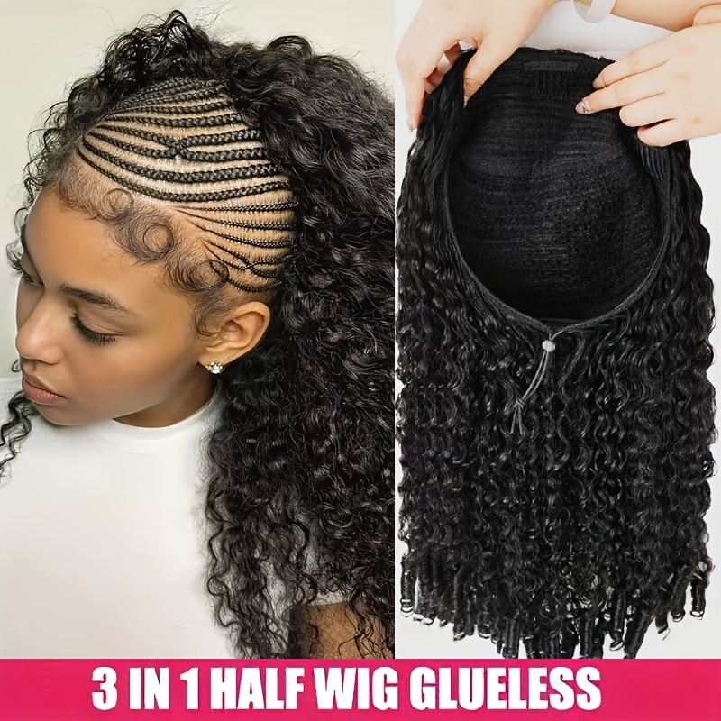 Burmesische Lockenperücke aus Echthaar 12A Brasilianisches Jungfrauenhaar Jerrycurl Halbperücke 3-in-1 Nahtlose Flip-Over Klebefreie Perücke zum Sofort Tragen