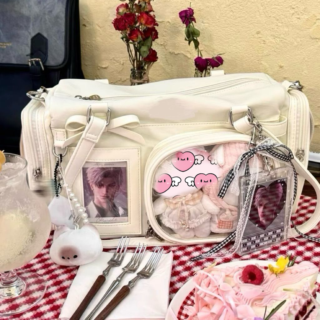 Tas Selempang Y2K Baru Model Bow Ita, Tas Transparan Gadis Manis, Kapasitas Besar, Tas Selempang Pameran Komik, Tas Tangan Lucu untuk DIY
