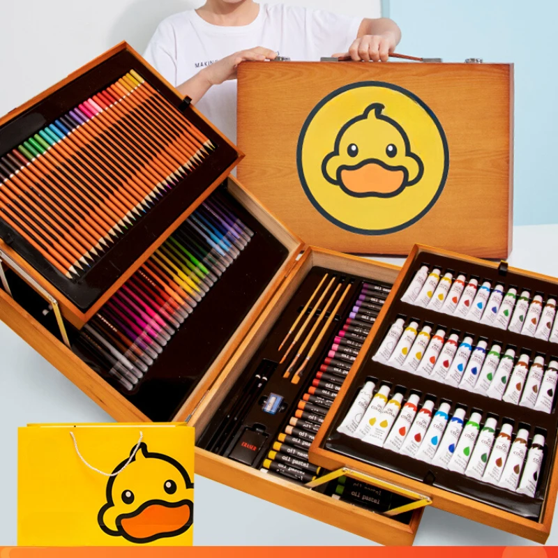 Little Yellow Duck Art Puzzle Set, Escova Aquarela, Papelaria, Aniversário das crianças ferramenta de aprendizagem, Alunos do ensino primário