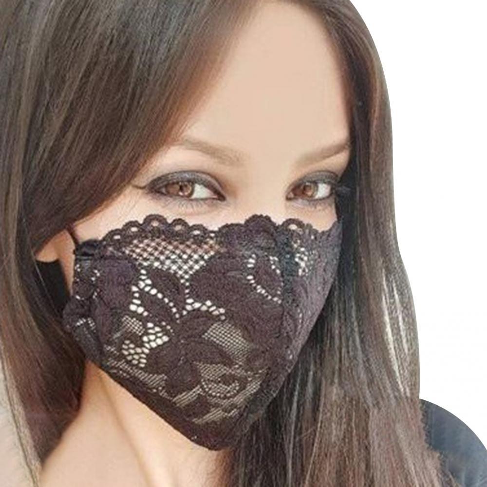 Máscara de gás respirável feminina, protetor facial lavável, de renda, à prova de poeira, para festa de casamento, ar livre, uma peça
