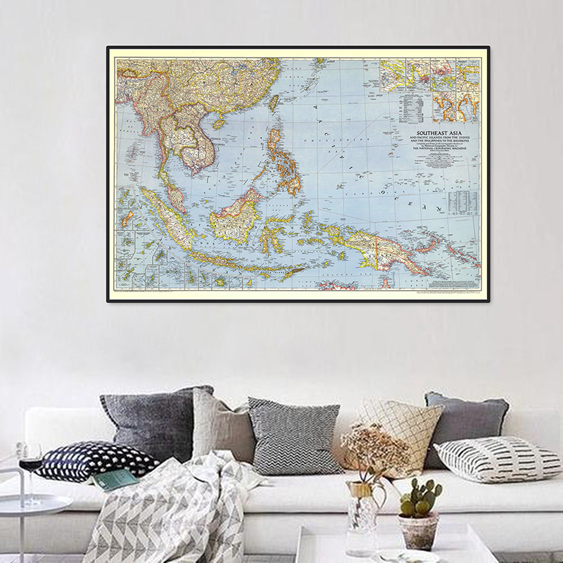 A2 Kích Thước Bản Đồ Thế Giới Chi Tiết Đông Nam Á 1944 Poster Dán Tường Bảng Xếp Hạng Retro Giấy Kraft Giấy Bản Đồ Thế Giới Vật Dụng Văn Phòng