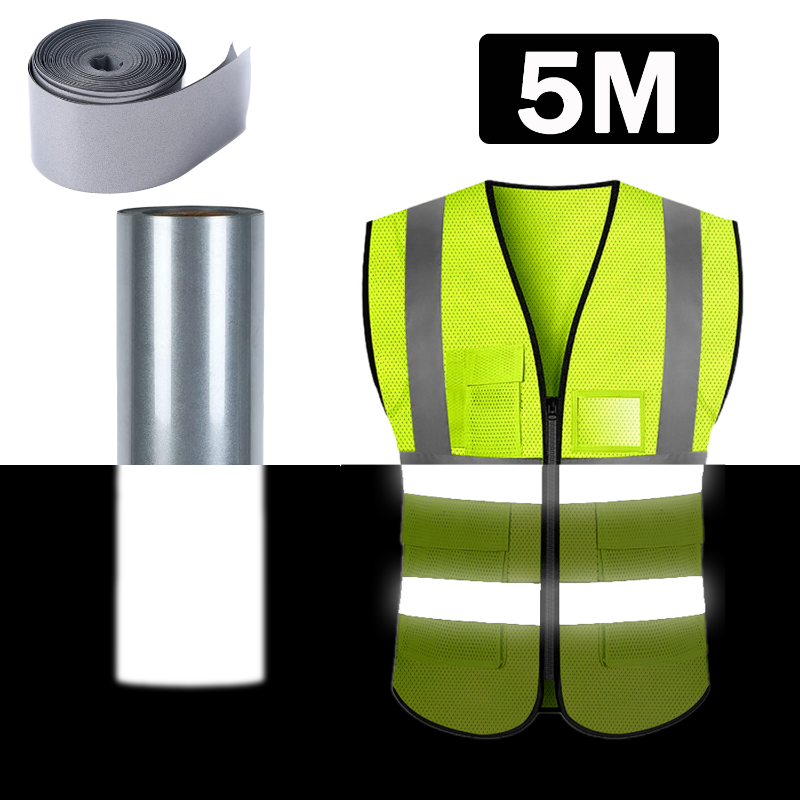 5 m reflektierender Streifenaufkleber, Wärmeübertragung, reflektierendes Klebeband für DIY-Kleidung, Taschen, Schuhe, Bügeln, Sicherheitskleidung, Zubehör, 2–5 cm