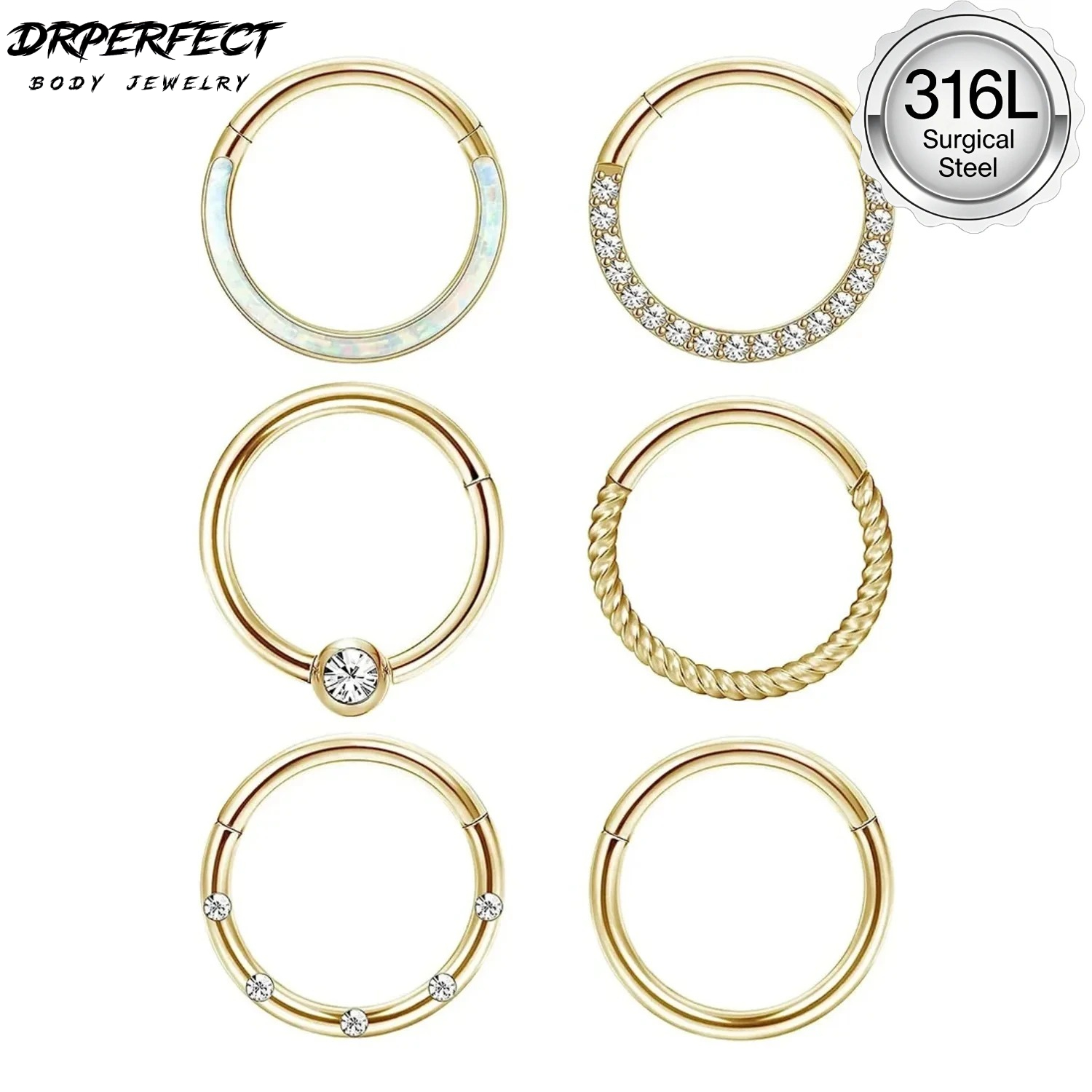 Drperfect 1 szt. Stal chirurgiczna kolczyk w nosie dla kobiet mężczyzna kolczyk w przegrodzie Clicker muszla Helix kolczyki na chrząstkę Piercing biżuteria