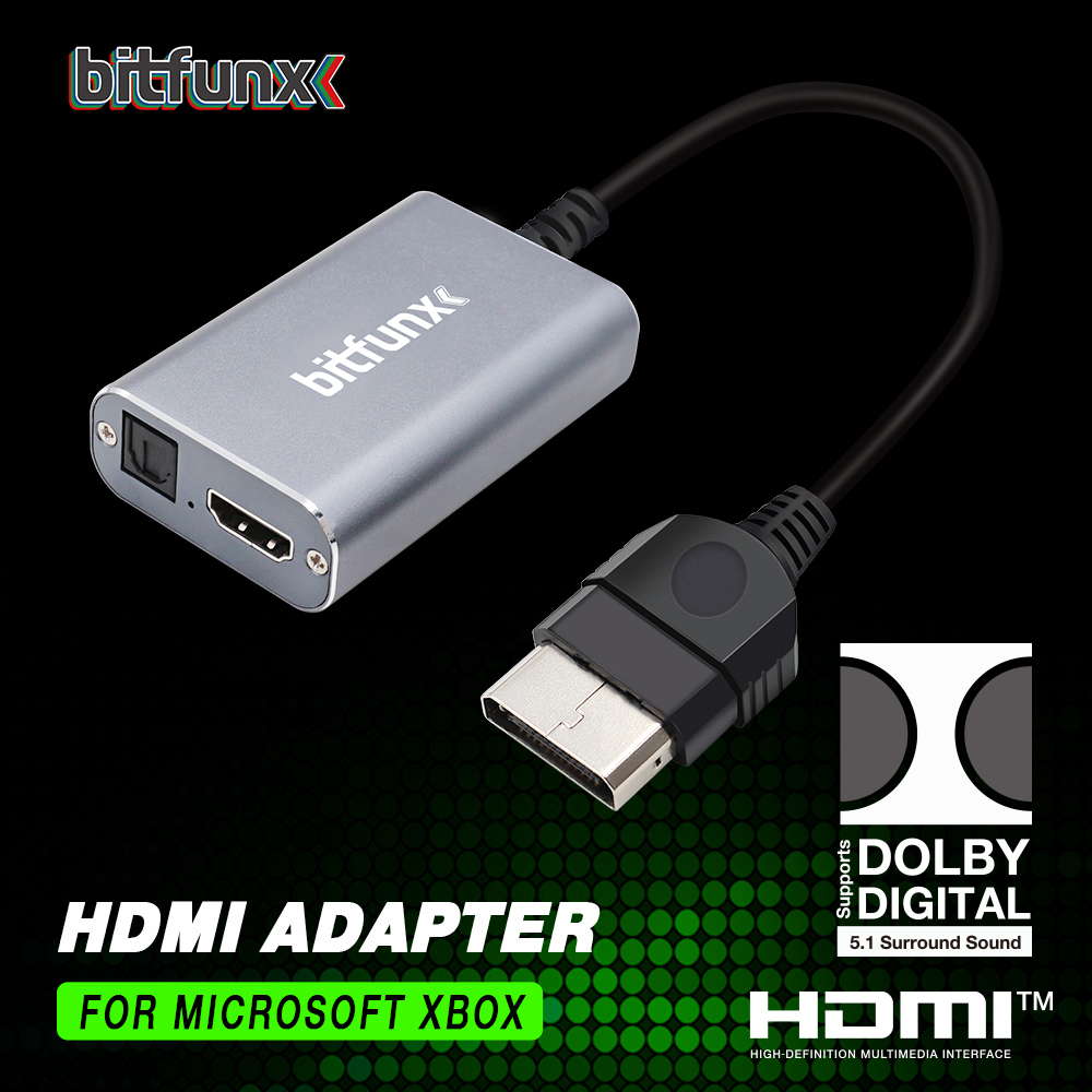 Bitfunx YPBPR na cyfrowy HDMI ™   Adapter 5.1 Dolby Video Audio Convertor dla klasycznych konsol do gier retro XBOX do monitora HDTV