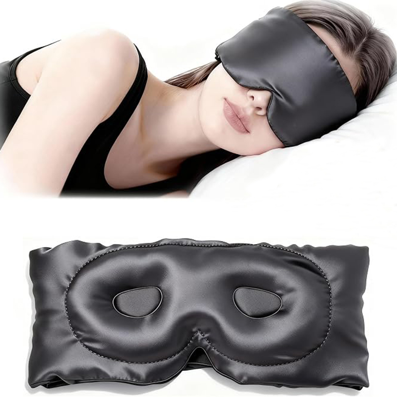 Luxe 100% puur zijden slaapmasker, 3D gecontourd, zacht, ademend, zonder druk, comfortabel masker voor het slapen