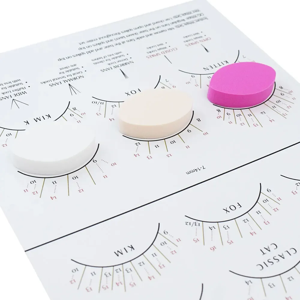Wimpernkartendiagramm für Anfänger, Wispy Lashes, Übungsdiagramm, Augenform, Schwämme, wiederverwendbare Wimpernverlängerung, Übungs-Wimpern-Mapping-Make-up