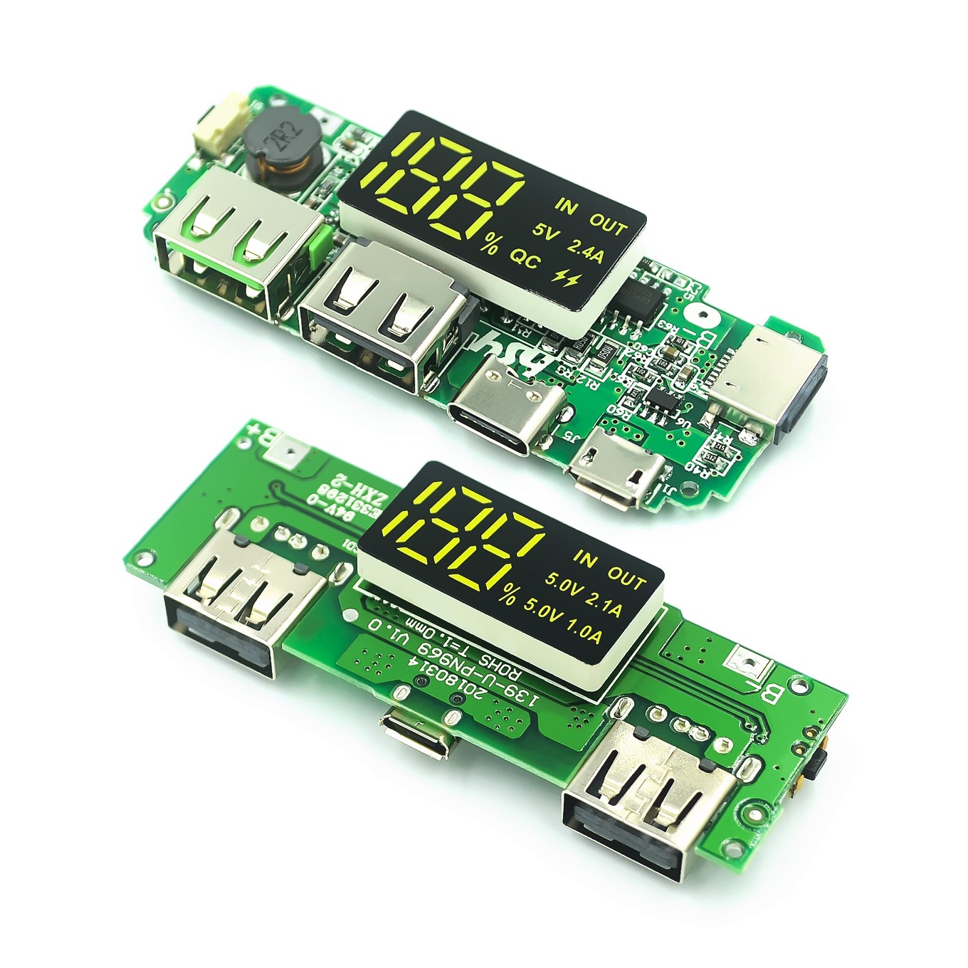 Led Dual Usb 5V 2.4a Micro/Type-C Usb Mobiele Power Bank 18650 Oplaadmodule Lithium Acculader Board Circuit Bescherming