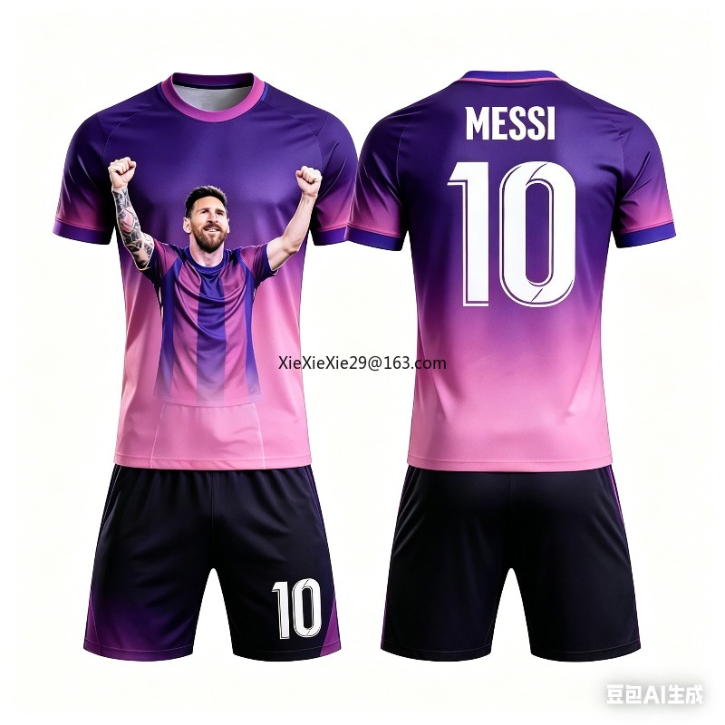 Camisa de Futebol AI Messi #   Conjunto Esportivo de Verão para Crianças e Adultos com Camiseta e Shorts de Edição Especial para Homens e Mulheres, Secagem Rápida