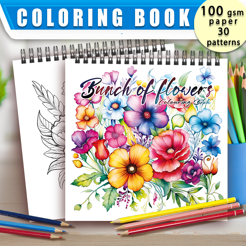 Malbuch für Erwachsene – 30 Blatt Spiral-Malbuch für Damen, 8,3 x 8,3 Zoll, Zeichenbuch, Geburtstagsgeschenk, Weihnachtsfeier-Geschenk