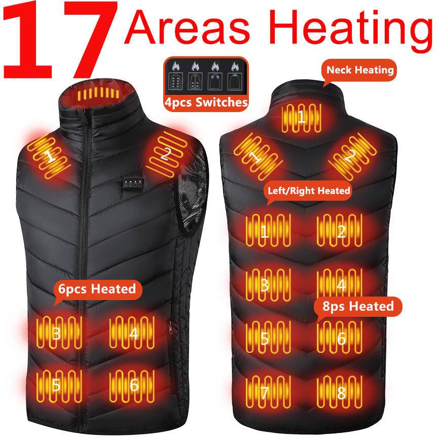 17/13/9 zonas de colete aquecido jaqueta elétrica aquecida das mulheres dos homens usb colete de aquecimento elétrico bodywarmer casaco aquecido jaqueta de aquecimento usb
