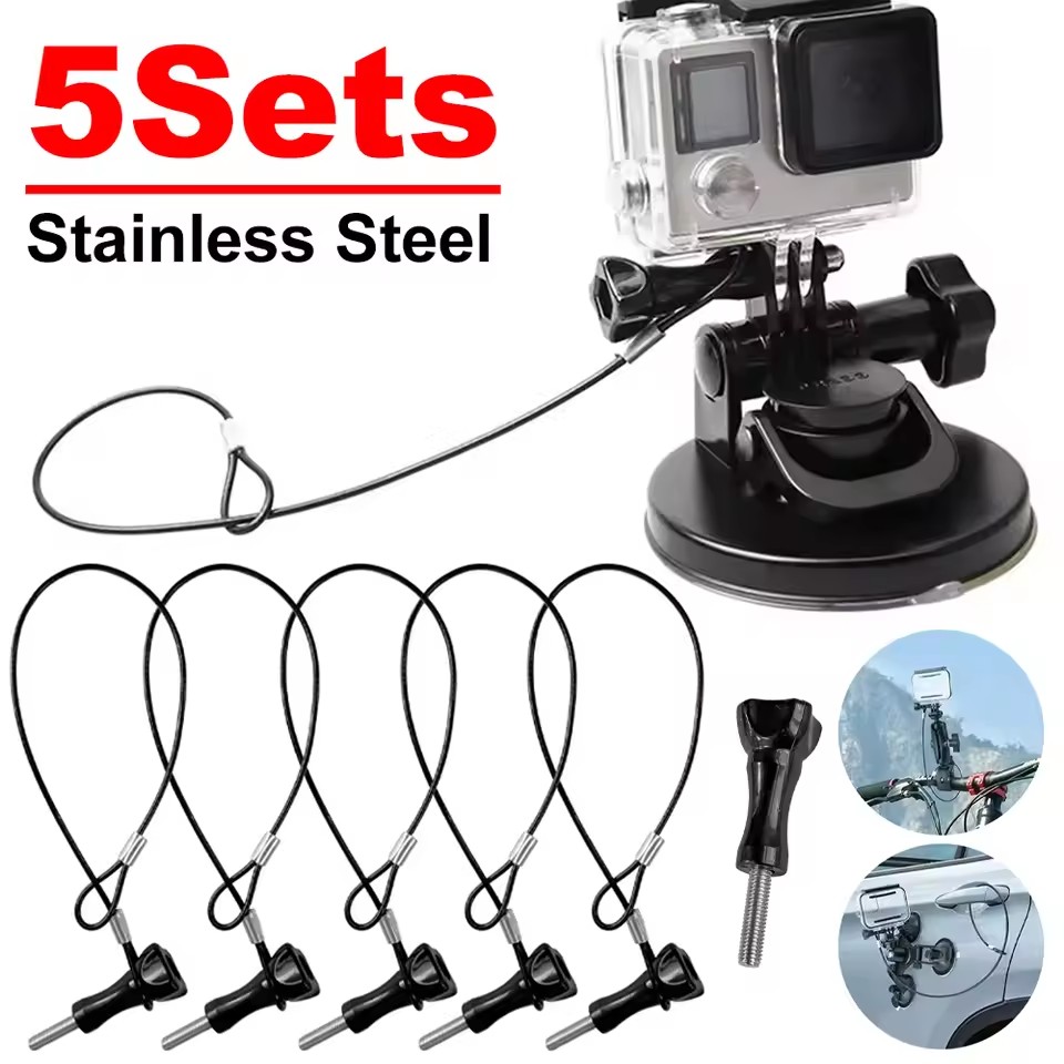 Cuerda de seguridad antipérdida para cámara portátil, Cable de acero inoxidable, cordón para GoPro 13 12 Insta360 X5 X4 X3 DJI Action 4 Pocket 3