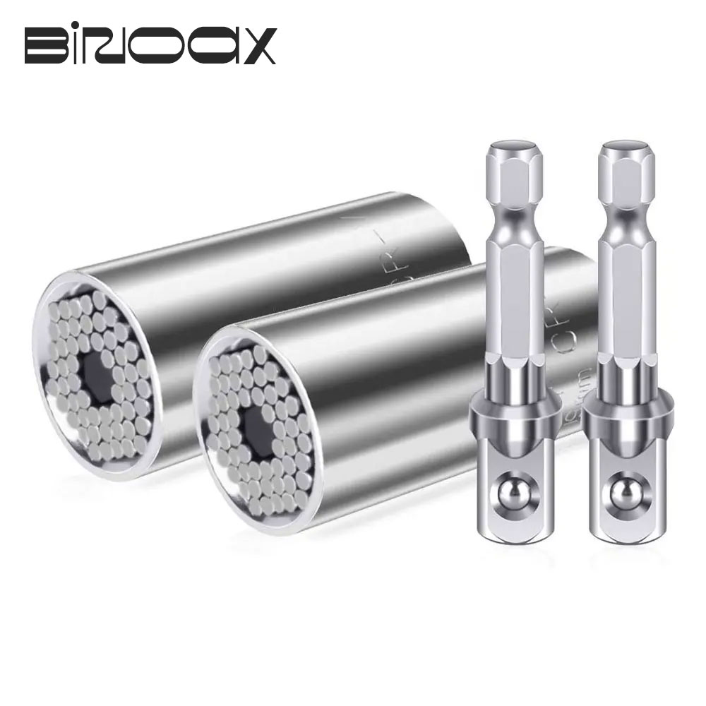 Binoax-Prise à cliquet universelle, 7-19mm, 2 jeux de poignées magiques, perceuse électrique multifonction, adaptateur, outils à main de voiture, kit de réparation