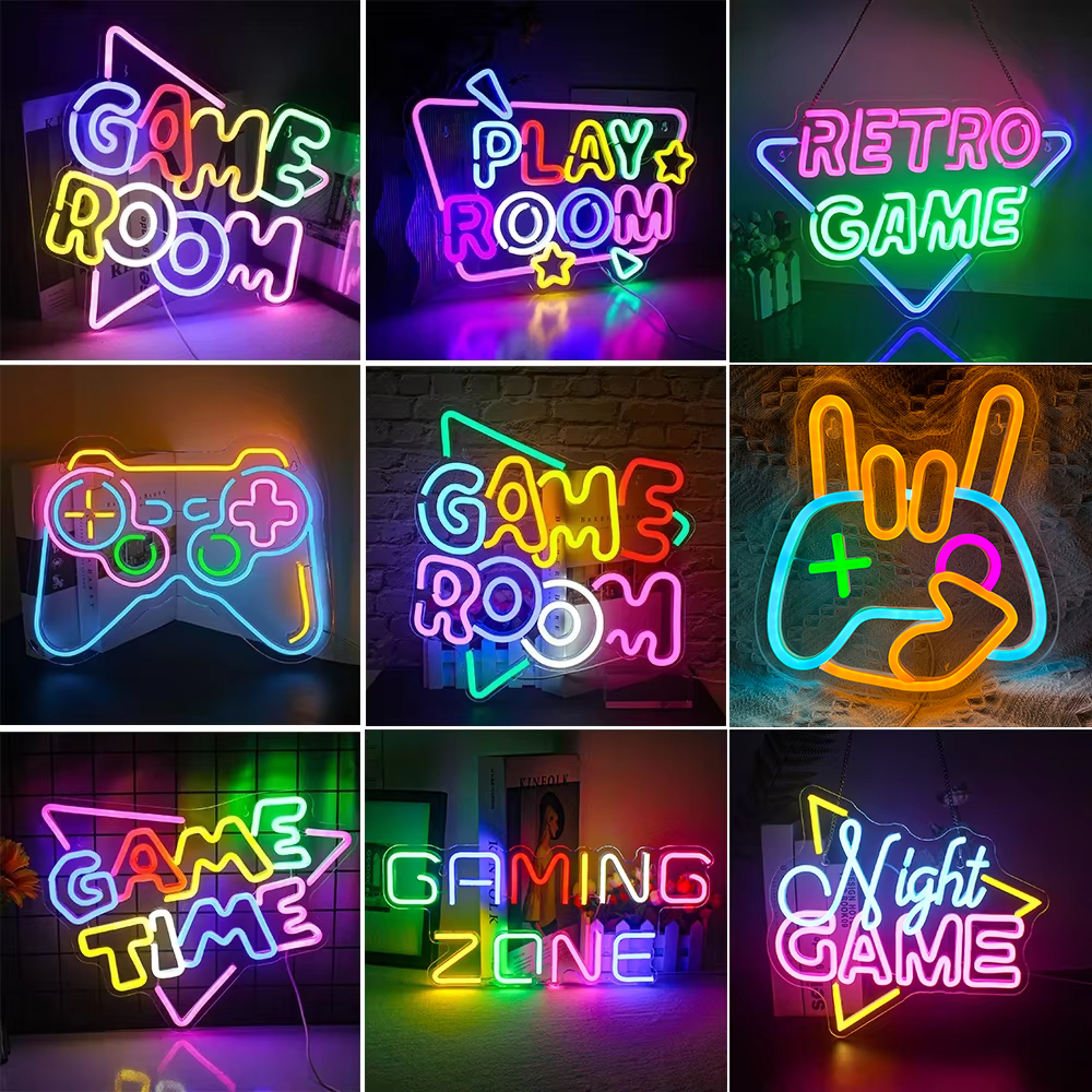 Sala de jogos sinal de néon led decoração da parede alimentado por usb acrílico para iluminação jogos quarto cabeceira decoração da parede gamer festa presente aniversário