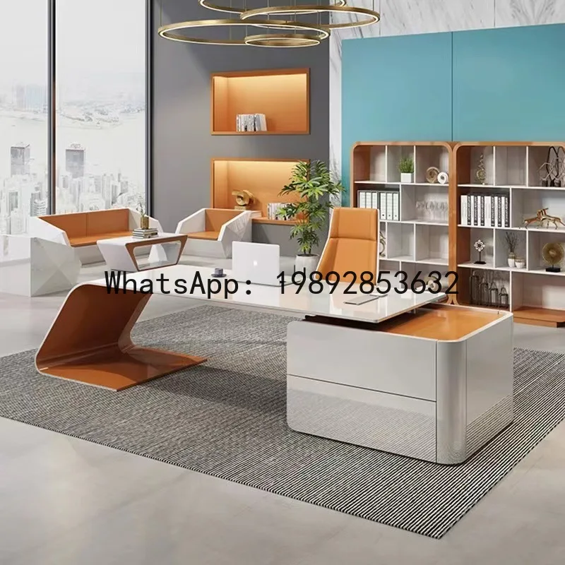 H5.15  ejecutivo - elegante escritorio para gerente - escritorio de oficina para CEO femenina - conjunto de escritorio y silla creativo y único