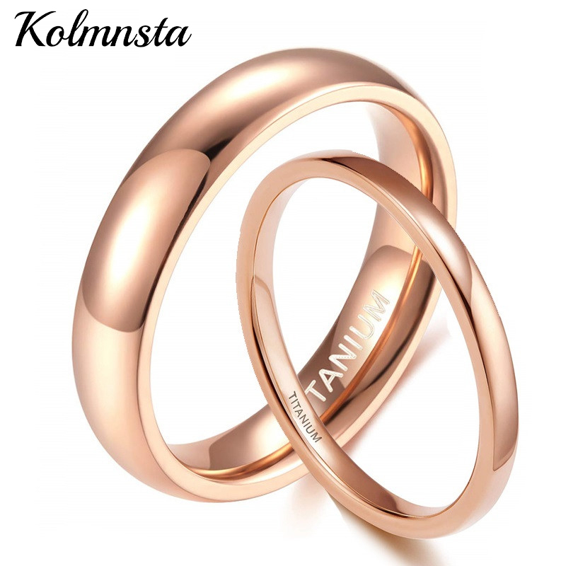 Kolmnsta Anillo fino de 2 mm y 4 mm para mujer, titanio chapado en oro rosa, clásico para hombre y mujer, banda de compromiso de boda, pareja