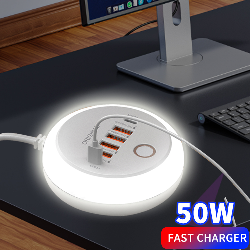 50w usb carregador de telefone móvel multi portas tomada tipo c carregamento rápido adaptador parede para iphone 16 xiaomi