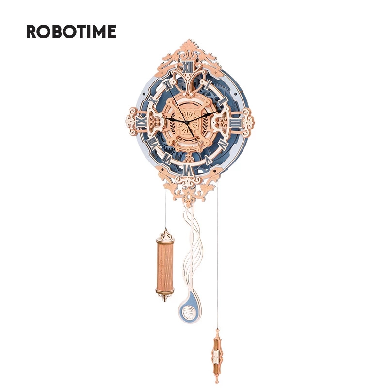 Robotime quebra-cabeça de madeira 3d, presente para crianças e adultos, design mecânico, relógio de parede de quartzo, artesanato, hobbies, presente, decoração de quarto lc701