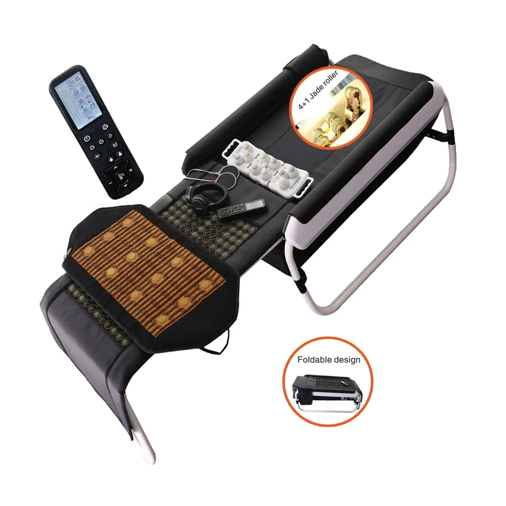 Faltbares Korea Wirbelsäulen-Körper massage gerät s-Ceragem Master v3 v4 v6 Jade-Rollen therapie bett mit thermischer Jade matte Infrarot-Massage bett
