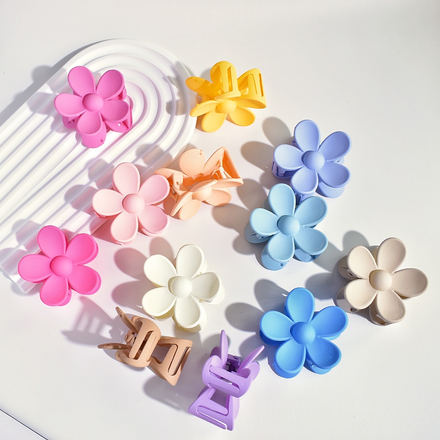6 pezzi/set struttura opaca 5 cm fiore artiglio per capelli medio adatto per capelli sottili mezza cravatta utilizzando uno stile dolce e carino