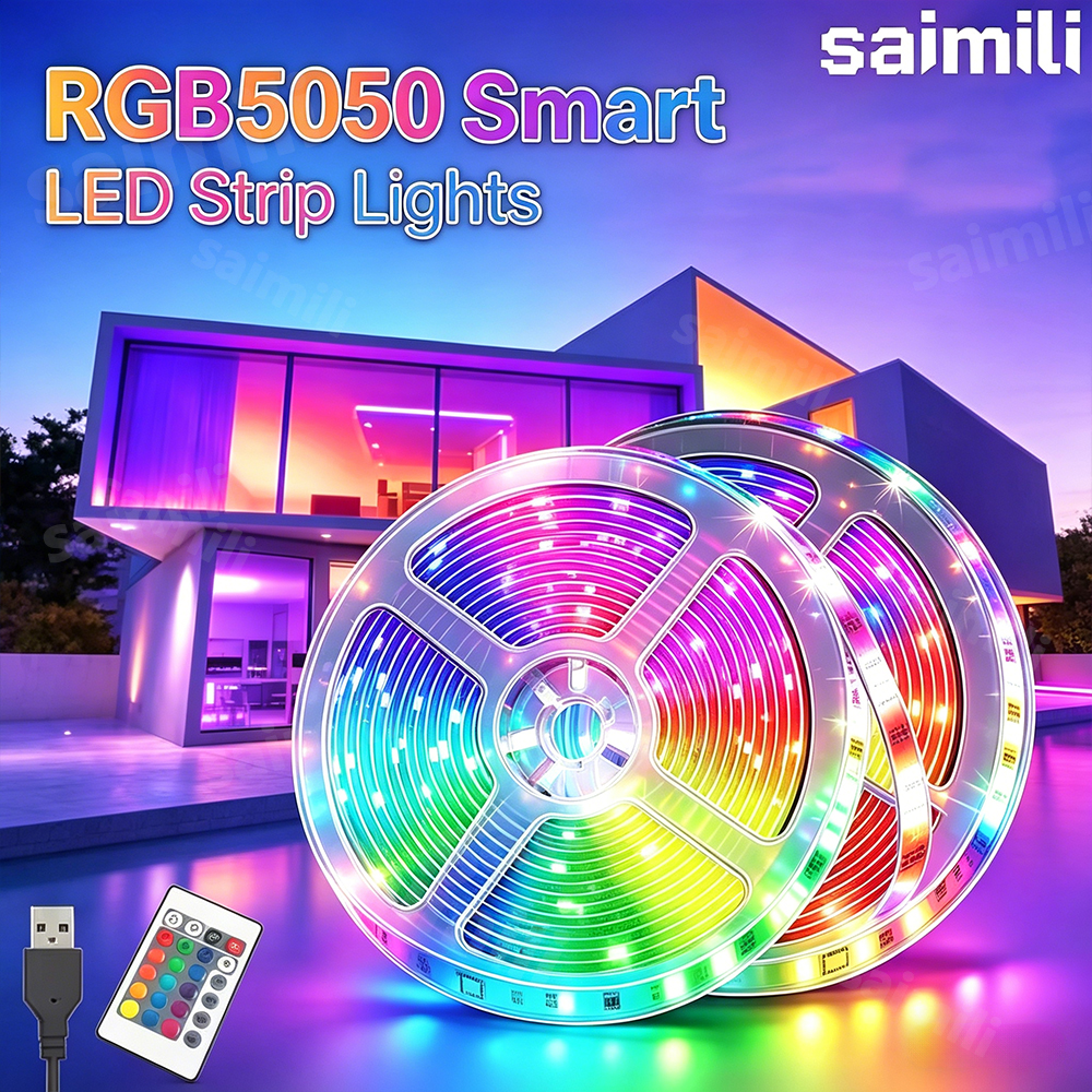 LED USB-Lichtstreifen Farbwechselnd 5050 RGB LED Flexible Beleuchtung mit 24 Tasten für Kinderzimmer Gaming-Raum Heim-Party TV-Hintergrundbeleuchtung