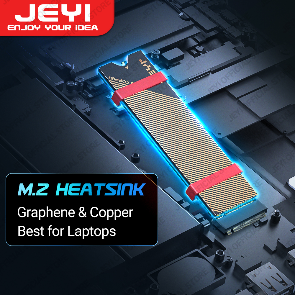 JEYI M.2 Kupfer SSD Kühlkörper mit Graphen-Schicht, M2 NVMe NGFF 2280 Laufwerkskühler Solid State Drive Kühler für Laptop PC PS5