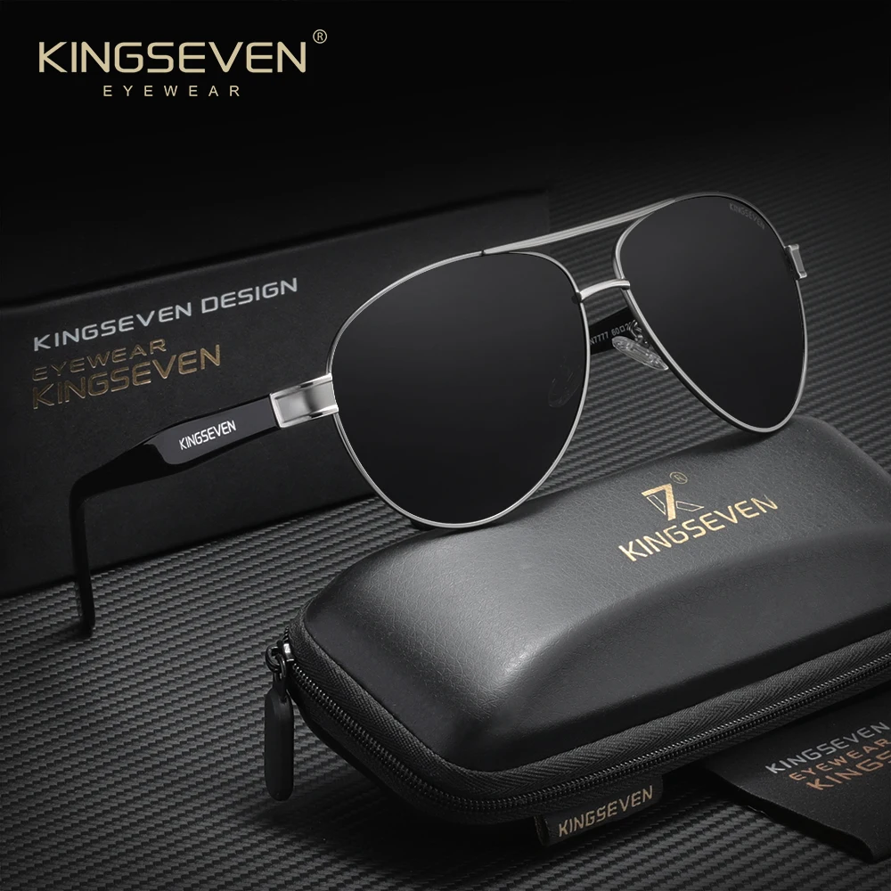 KINGSEVEN Nuevas Gafas de Sol de Moda con Marco de Piloto, Polarizadas UV400, Unisex, de Alta Calidad, para Pesca y Conducción