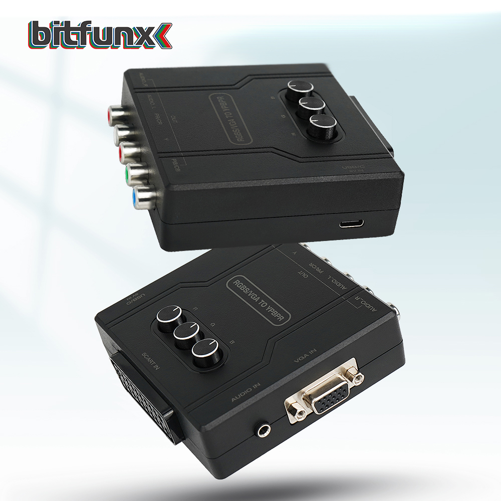 Bitfunx RGBS VGA to YPBPR Component Converter SCART to YPBPR YCBCR For Retro Game Consoles Nintendo 64 PS1 PS2 Dreamcast