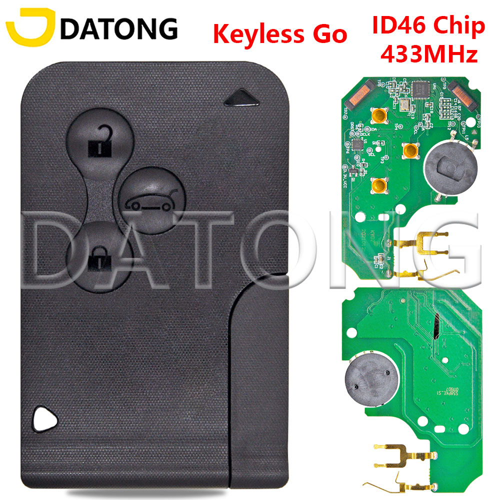 Datong World Keyless Go ID46 Chip 433MHz Car Remote Key Smart Card For Renault Megane 2 Laguna 2 Scenic 2 2003-2008