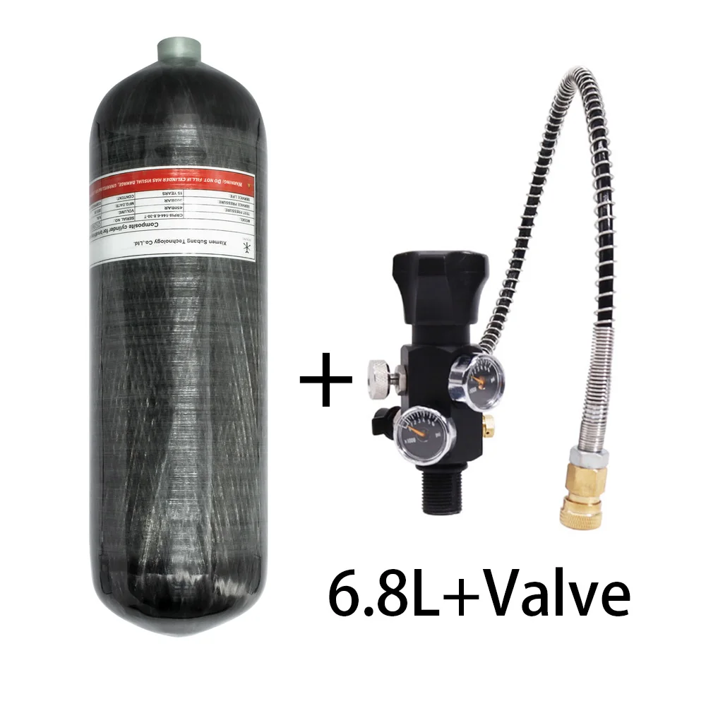 TUXING 4500psi 6.8L Cilindro de fibra de carbono com válvula reguladora de estação de enchimento 300Bar Cilindro HPA de alta pressão para mergulho