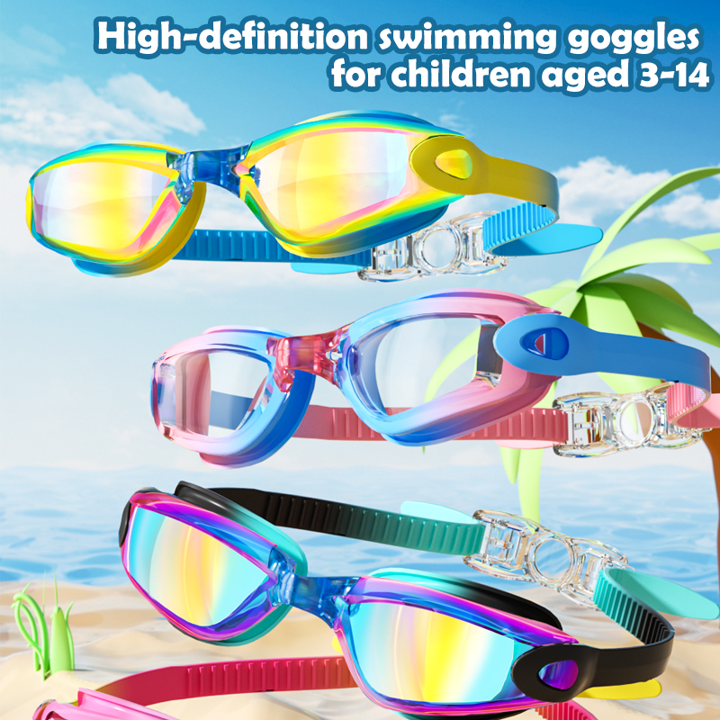 Gafas de natación para niños de 3 a 14 años: HD, impermeables, antivaho con protección UV, para niños y niñas ﻿