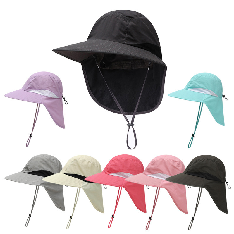 Chapeau de soleil d'extérieur pour femmes et jeunes filles, casquette Safari, protection UV 50 +, chapeau de pêche à large bord avec rabat de cou