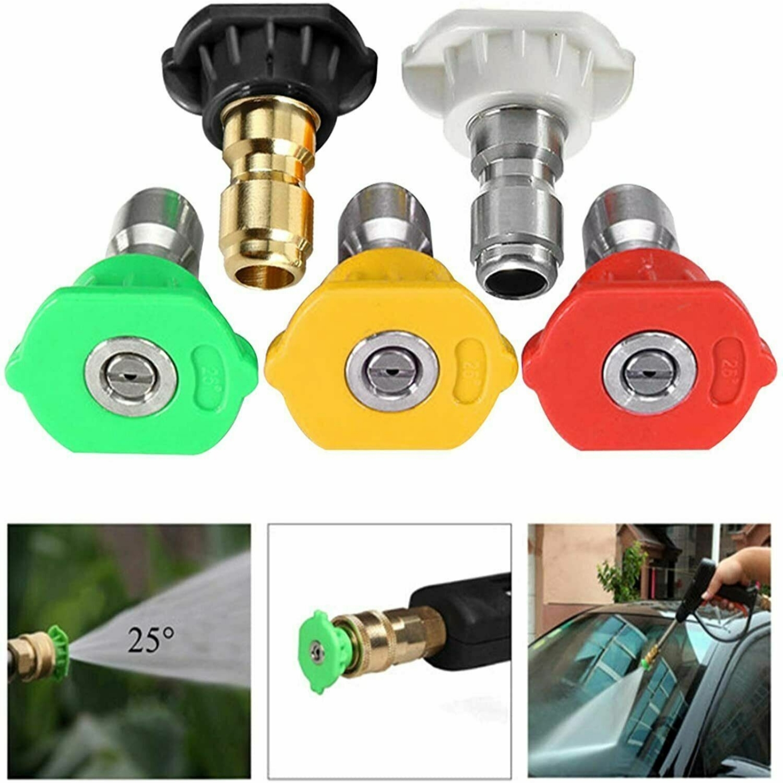 5 sztuk 1/4 "szybkozłączka dysza natryskowa zestaw dużej mocy myjka ciśnieniowa dysze natryskowe porady do pistoletu do pianki samochodowej 3600 PSI 5 kolorów