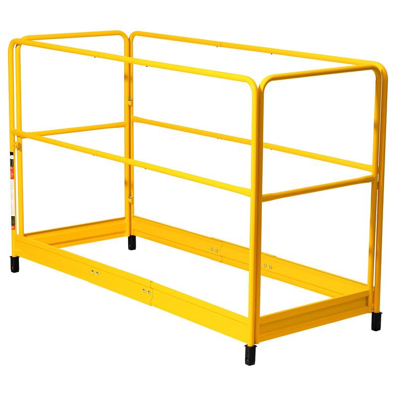 Construction Guardrail Set 6ft For Scaffolding Construction Site Renovation Project, Baker-Style Frame Compatible High Visibility Yellow Heavy Duty Steel Tubular Frame Adjustable Locking Pins Safety Guard Attachment