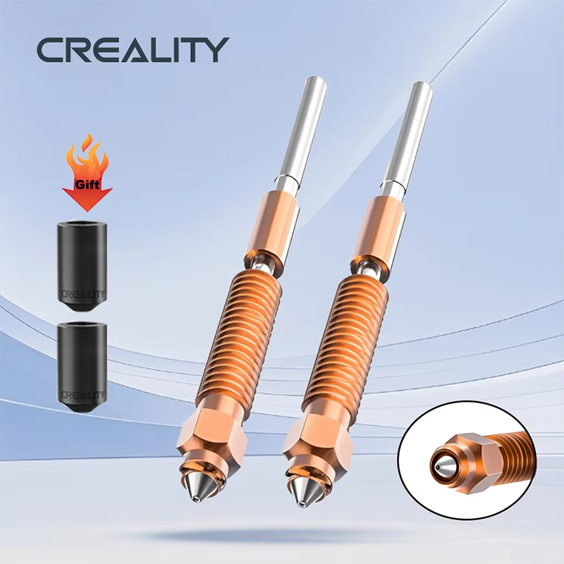 Kit de Boquillas Oficiales Creality K2 Plus/K2/Hi, 2 Piezas, Boquillas Unicorn de Intercambio Rápido y Alto Flujo de 0.4 mm, Boquillas de Cobre con Punta de Acero y Titanio