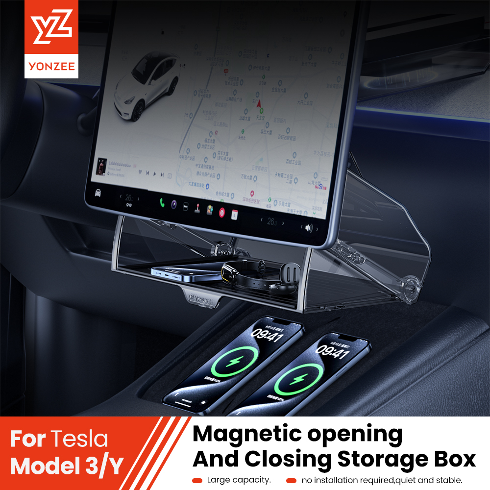 YZ Für Neue Tesla Highland Modell 3Y Wacholder Tablett Magnetische Unter Bildschirm Falten Lagerung Box ETC Bildschirm Lagerung Box Zubehör