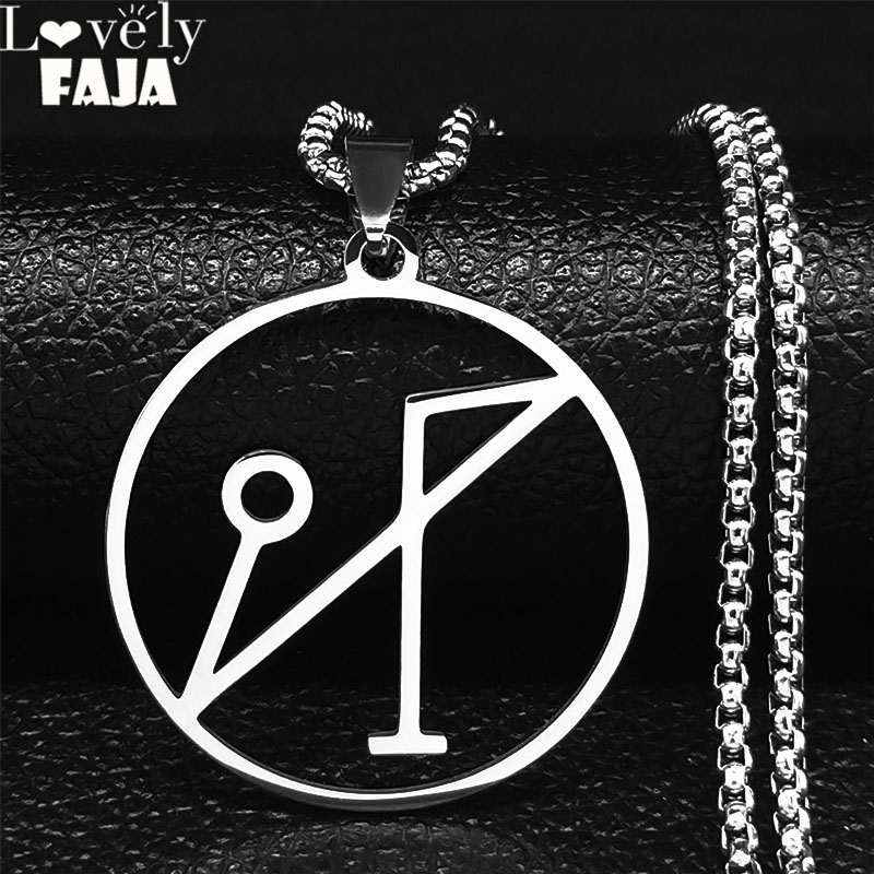 Colar de Aço Inoxidável para Mulheres e Homens, Corrente Cor Prata, Jóias, Sigilo do Arcanjo Miguel, N3729S03