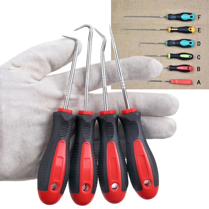 Juego de ganchos de extracción de aceite de coche, herramienta de reparación de automóviles, sello de junta tórica, accesorios de desmontaje automático, selección larga, 4 unids/set
