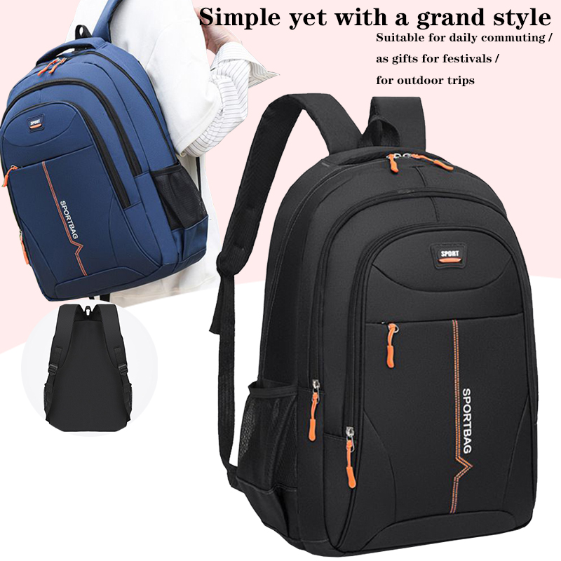 Sac à dos fonctionnel multi-poches, sac à dos en nylon avec fermeture éclair sécurisée, adapté à la randonnée, aux voyages de week-end et au travail au bureau