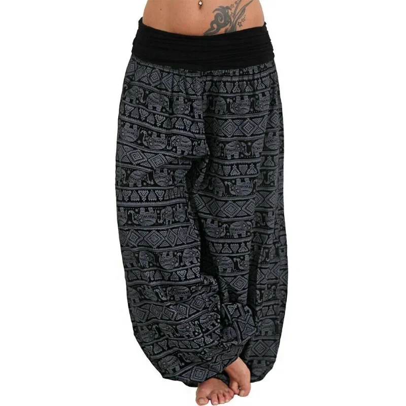 Pantalones con estampado geométrico para mujer, pantalón holgado informal con personalidad, pantalones Haren de pierna ancha, cómodos