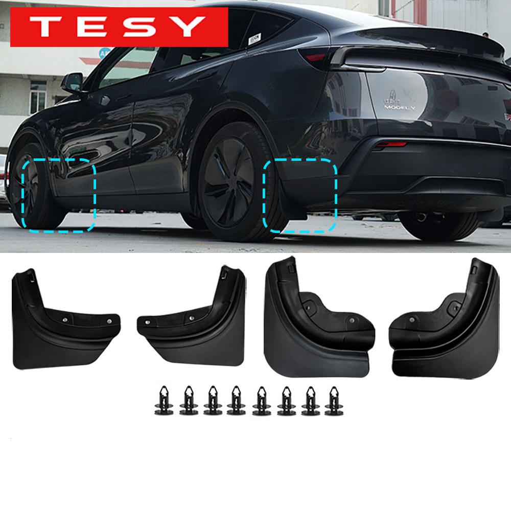 TESY Mud Flaps For Tesla New Model Y 2025 Launch Juniper  No Drilling/Tape Splash Guards Fenders Mudguards Mudflaps