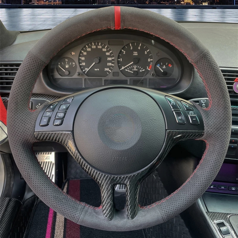Dostosowany pokrowiec na kierownicę samochodową z warkoczem Akcesoria samochodowe do BMW E46 M3 E39 330i 540i 525i 530i 330Ci 2001 - 2003