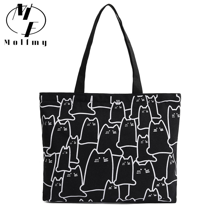 Borsa a mano in tela per donna 2023 Borse a tracolla tote con gatto carino alla moda con borsa firmata con cerniera Borse shopper a spalla da donna in cartone animato