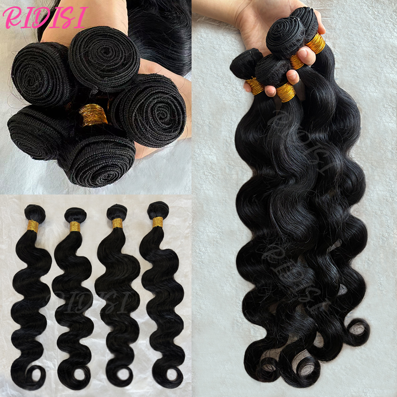 Cabelo Humano Natural Ondulado em Pacotes de 22, 24 e 26 Polegadas, Cabelo Virgem Brasileiro, 3/4 Pacotes de Extensões de Cabelo Humano para Mulheres