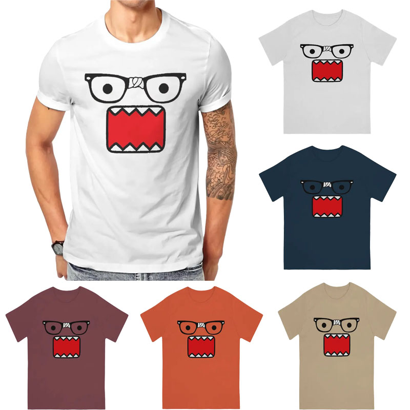 Camiseta divertida de manga corta con estampado de Domo Kun para hombres y mujeres, camisetas versátiles para parejas