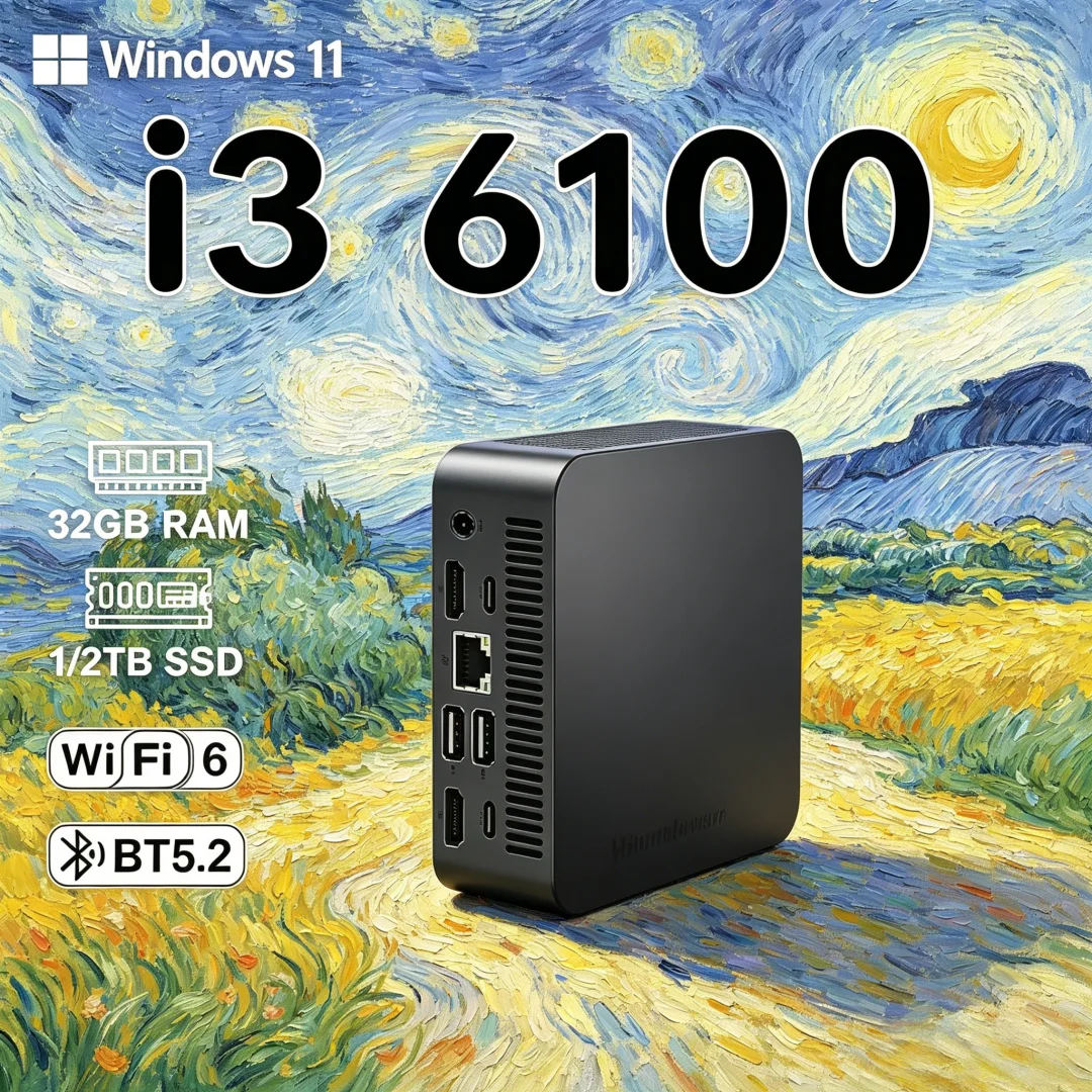 Modish Tiny MINI PC Windows 11 Pro Core I3 6100 32GB RAM 1TB 2TB SSD WIFI 6 BT5.2 4K HD Swift Business Gaming