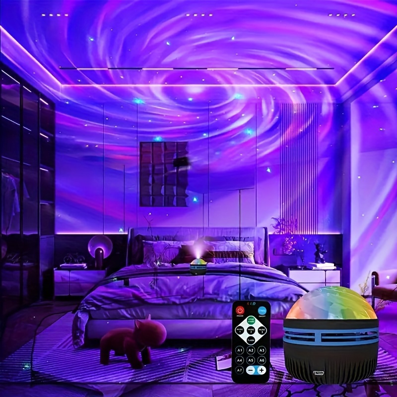 LED 스타 갤럭시 프로젝터 램프, USB 자동 회전 매직 볼, 달빛, 다채로운 별이 빛나는 하늘, 리모컨 야간 조명, 방 장식