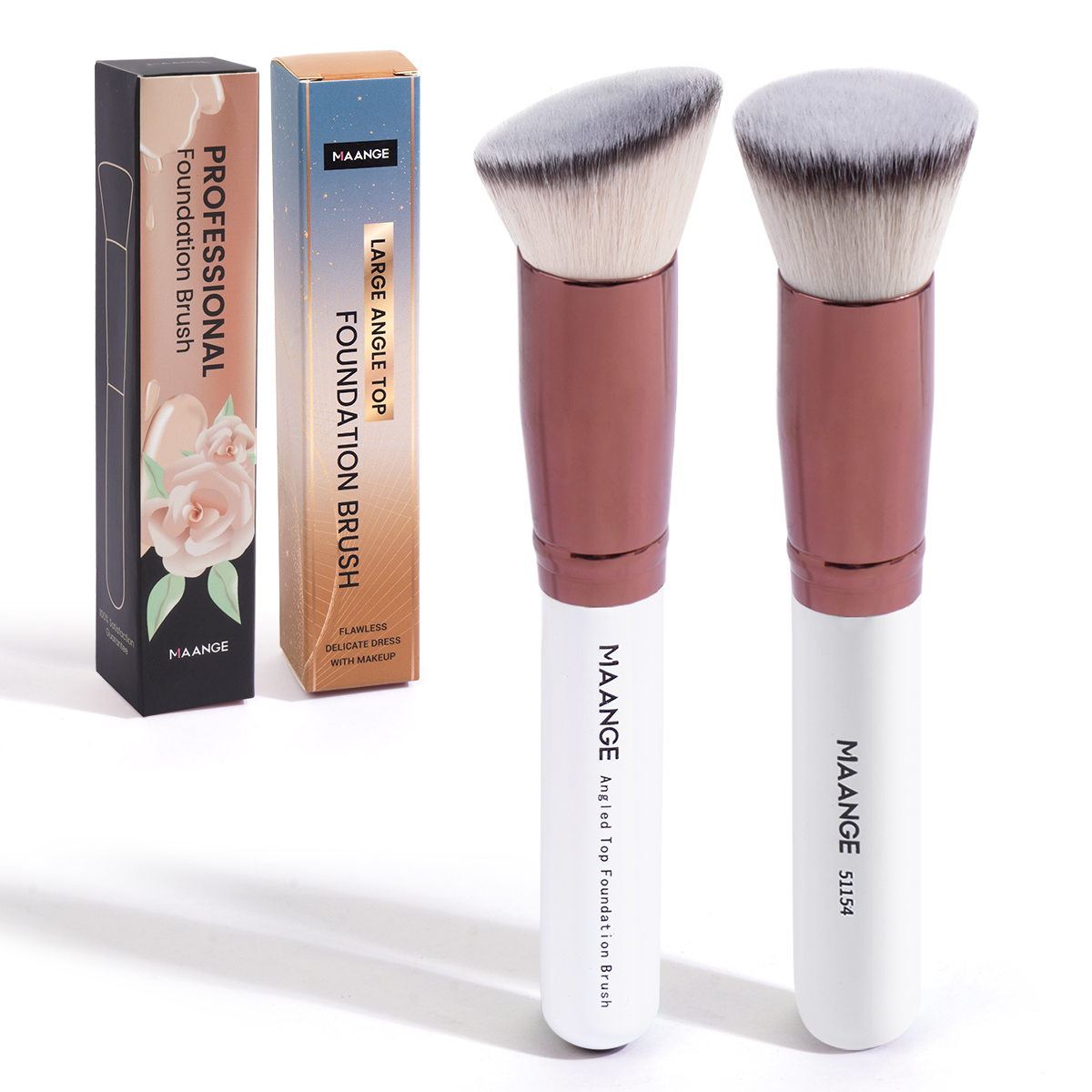Maange 2 Stuks Foundation Make-Up Borstel Set Platte Hoekige Kabuki Poeder Blush Borstel Voor Vloeibare Zachte Haren Cosmetische Make-Up Tools